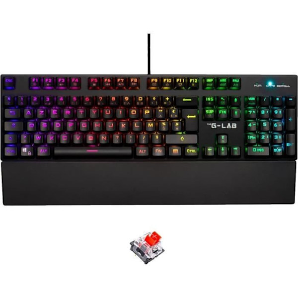 Speltangentbord - The G-Lab - KEYZ RUBIDIUM - Mekanisk (röd switch) - Handledsstöd - RGB - Trådbunden - Azerty - Svart Svart