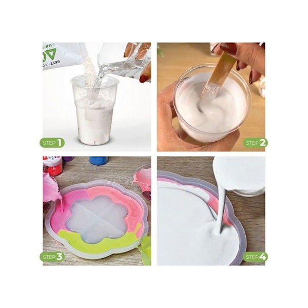 AQUA RESIN - Vit mineral vit, icke giftig, att blanda med vatten, färgbar, idealisk för formar och DIY (1 kg)