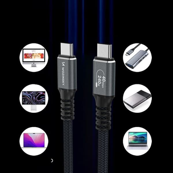 USB-C Thunderbolt 4-kabel 240 W 2 m 4K - Svart