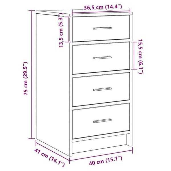vidaXL Buffé med låda Vit 40 x 41 x 75 cm Ingenjörsträ 865055