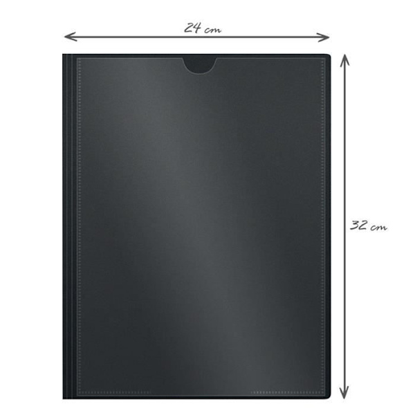Anpassningsbart A4-dokumentomslag WAYTEX 931443 60 visningar 30 fickor svart polypro-fodral Svart