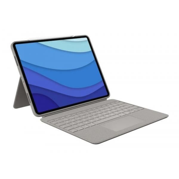 Logitech Combo Touch - Tangentbord och foliofodral - med pekplatta - bakgrundsbelysning - Apple Smart-kontakt - QWERTY - Storbritannien - sand -