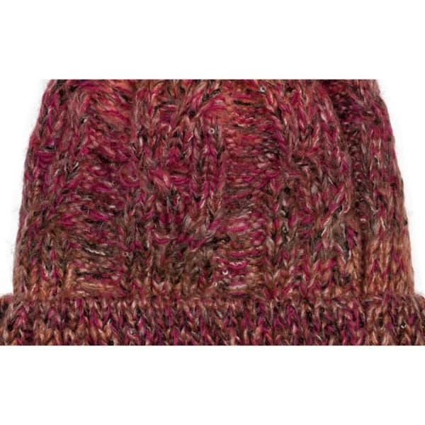 styleBREAKER stickad mössa för kvinnor med pompom, med flätat mönster i gradientfärger, paljetter och fleecefoder,