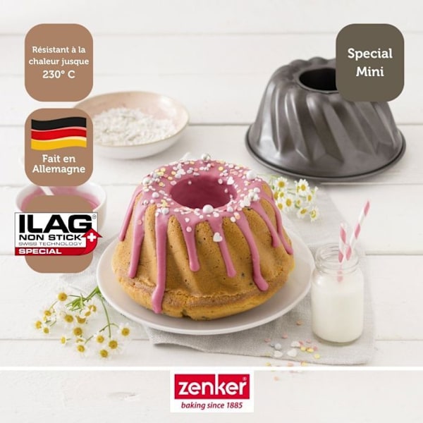 Moule à kouglof - ZENKER - Mini 18 cm - Rostfritt stål - Non-stick - För 4 personer Rostfritt stål