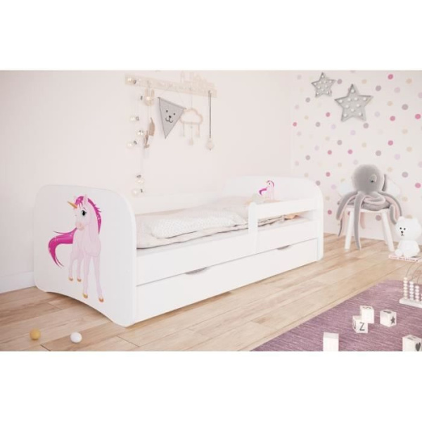 Kocot Kids Cot Babydreams enhörning vit med en låda utan madrass 180/80 - 5903271974429