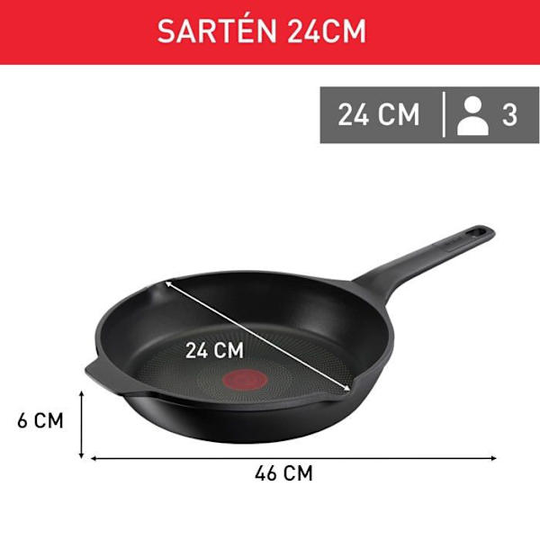 Panna - Tefal - E2490445 - Svart - Ø 24 cm - Lätt att rengöra Svart