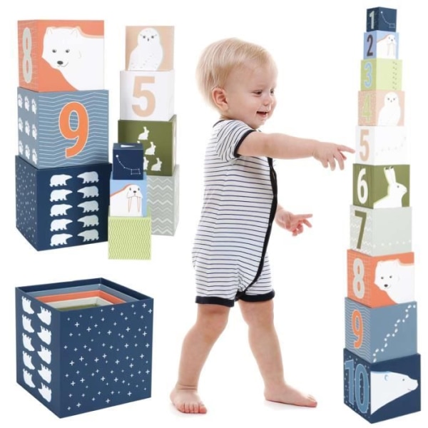 Safari Trä Sensoriska Block Set 12 delar kastanj