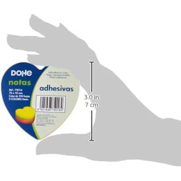 Självhäftande notisblock - DOHE - Hjärta - 70 x 70 mm - Flerfärgad - 250 ark mångfärgad