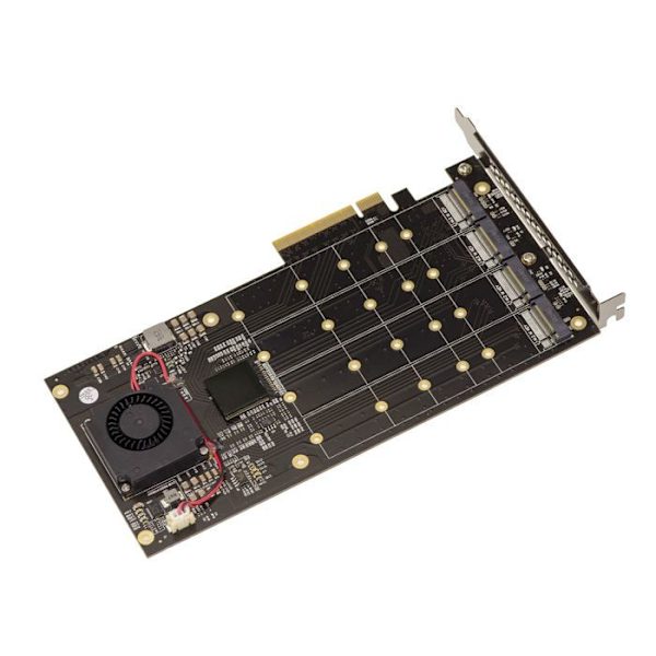 M2 PCIe 3.0 x8-kontrollkort för 4 M.2 NVMe M Key SSD:er. PLX8724 Chipset - 64GB Max bandbredd 12000MB/s