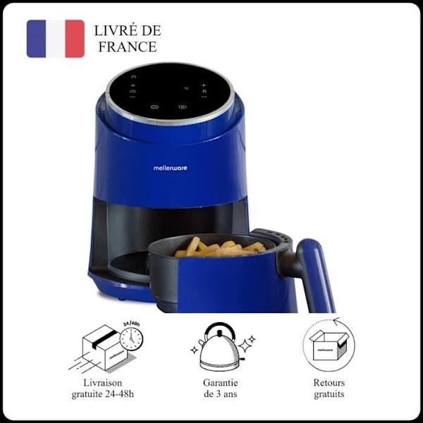 Mellerware - Crunchy! 1230W | 7 program | Non-stick Air Fryer | Design Compact 1,5L | Blå Blå