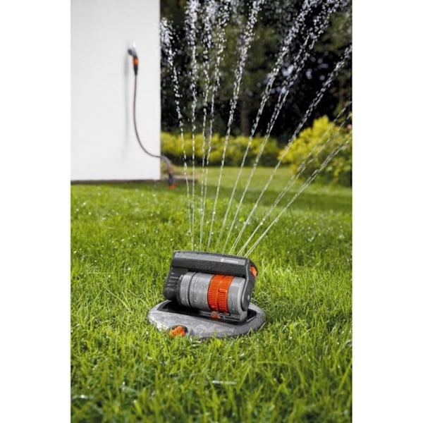 OS140 infällbar oscillerande sprinklersats - GARDENA - Yta 140m² - Räckvidd 15m max - Rektangulär vattning Grå och orange