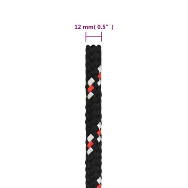 152352 vidaXL Båtrep Svart 12 mm 25 m Polypropen