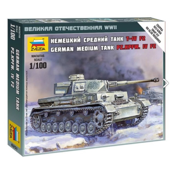 Modellsats - ZVEZDA - Panzer IV Ausf.F2 - 1/100 - 9 stycken - för pojkar från 15 år och uppåt