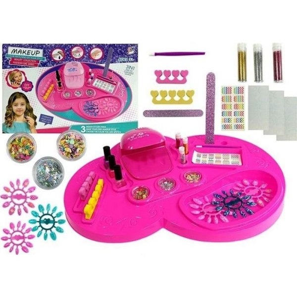Drag leksak - tryck leksak Leantoys - 5486 - Set med kosmetikväskor för naglar, torkare, nagellack