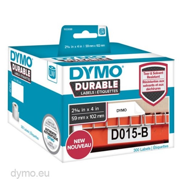Etikettroll - DYMO - 102 x 59 mm - Vit - 300 etiketter - Universella permanenta