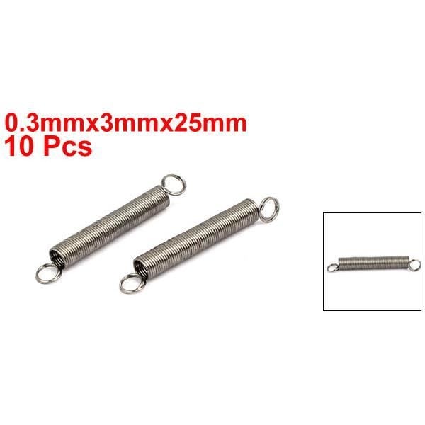 SOURCING KARTA Dragfjäder Spännfjäder Utdragande fjädrar 0.3mm x 3mm x 25mm Rostfritt stål 304 Silver 10Stk