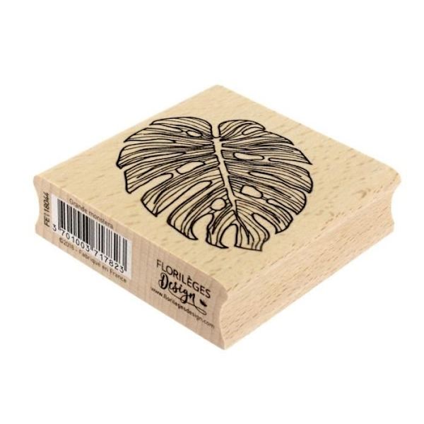 Tampons i trä - Florilèges Design - Stora Monstera - 7 cm x 7 cm - 100% fransk - Soft and Green