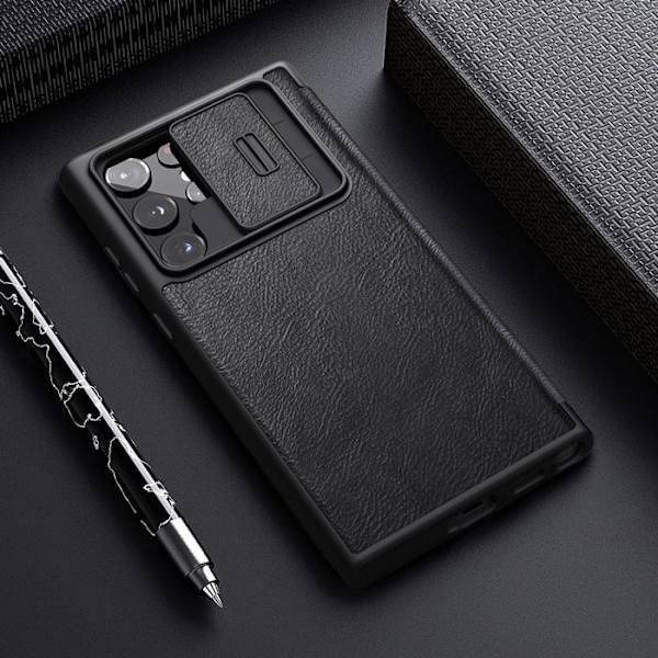 Coque för Samsung Galaxy S22 Ultra 5G - Nillkin QIN Läder Pro Fodral - Svart svart