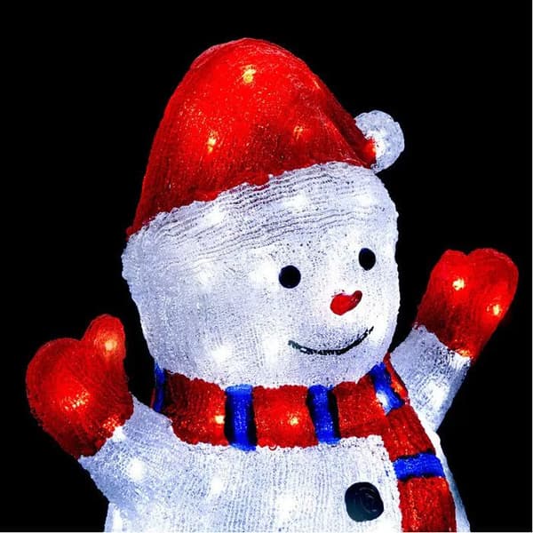 Utebelysande snögubbe H48cm 90 LED med solpanel Feeric lights & christmas Vit