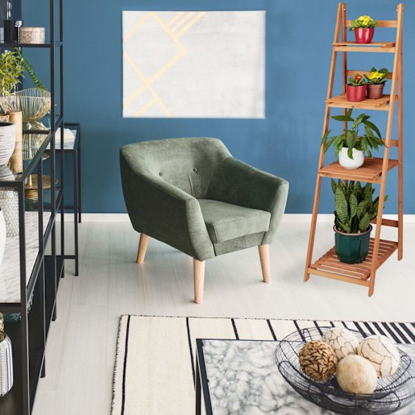 Relaxdays träväxttrappa Växtstege inomhusstöd HxBxD: 51 x 41 x 25 cm 2 nivåer, brun ljusbrun