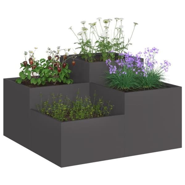 Jardiniär 80x80x48 cm Svart Stål
