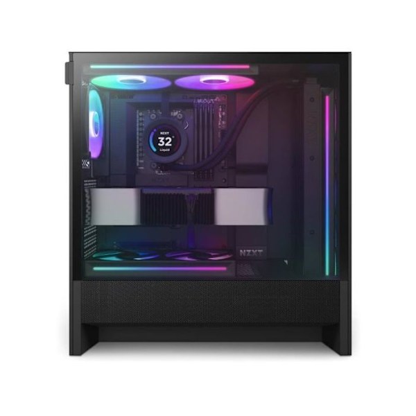 PC-chassi - NZXT - H5 Flow RGB - Högt luftflöde - Förinstallerade fläktar - Optimerad kylning