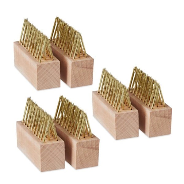 Fogsvamp – Relaxdays – 10046009 – Set med 6 – Robust stål – Bokträ ljusbrun, gyllene