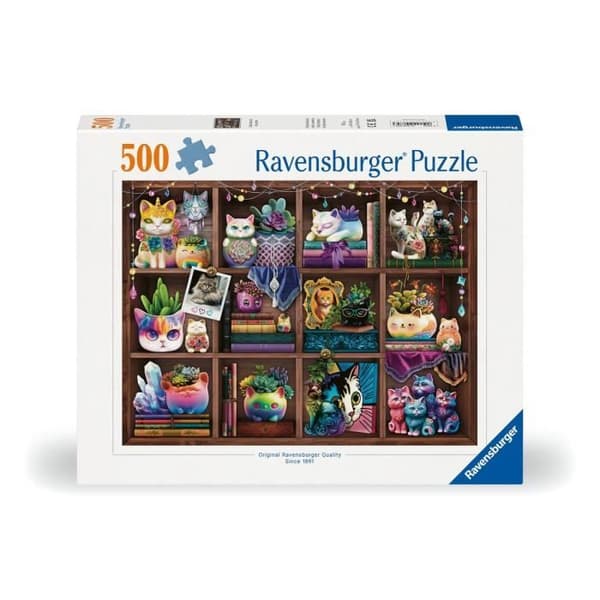 Pussel - RAVENSBURGER - Cubby Cats och Succulenter - 500 bitar - Ej 3D - Flerfärgad