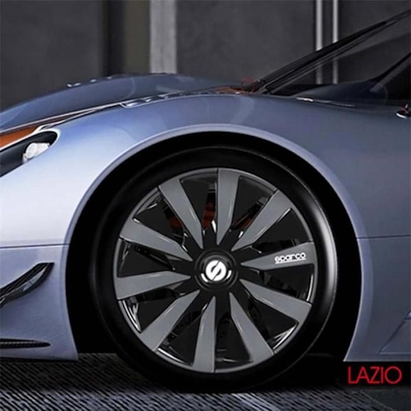 Navkapslar - SPARCO - Lazio - 16 tum - Svart och Silver - Set om 4