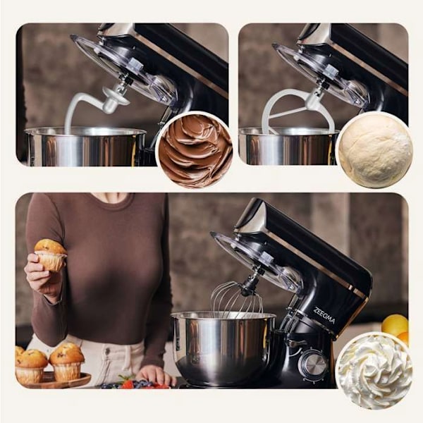 Multifunktionell 3-i-1 ZEEGMA Planeet Multi - Kökassistent - Köttkvarn - Mixer - 1900 W - Skål 6,2L - Kökrobot