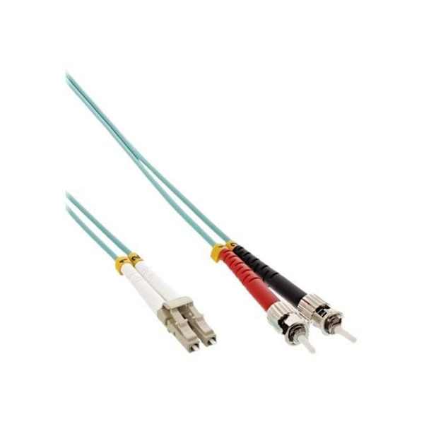 Anslutningskabel - InLine - LC till ST - 25 m - OM3 fiberoptik - Halogenfri - Turkos