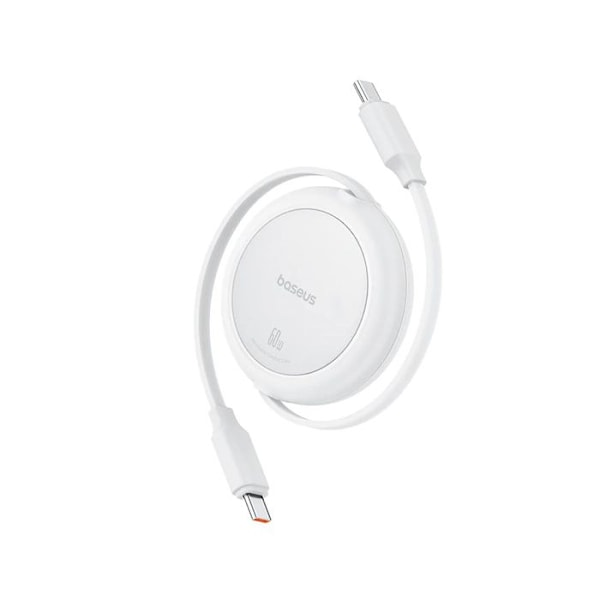 Data kabel Typ-C till Typ-C, 60W, 1m - Baseus Free2Pull Mini (P10364500211-01) - Månsken Vit