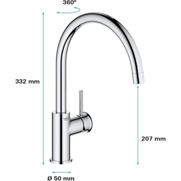 GROHE - Engrepps diskbänksblandare Krom