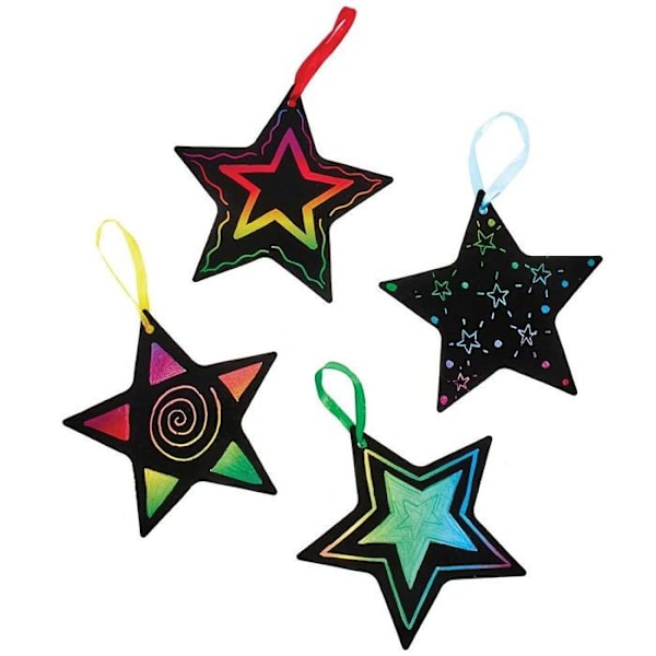 Baker Ross - FX260 - Star Pattern Scratch Decorations - Set om 12, barns kreativa hobbyer ()