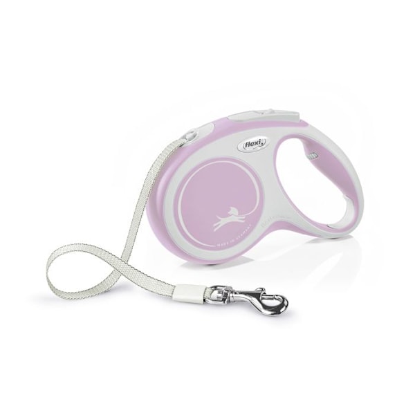 Infällbart koppel - FLEXI - Ny Comfort M-tejp - 5 m - För hundar upp till 25 kg - Ergonomiskt handtag rosa