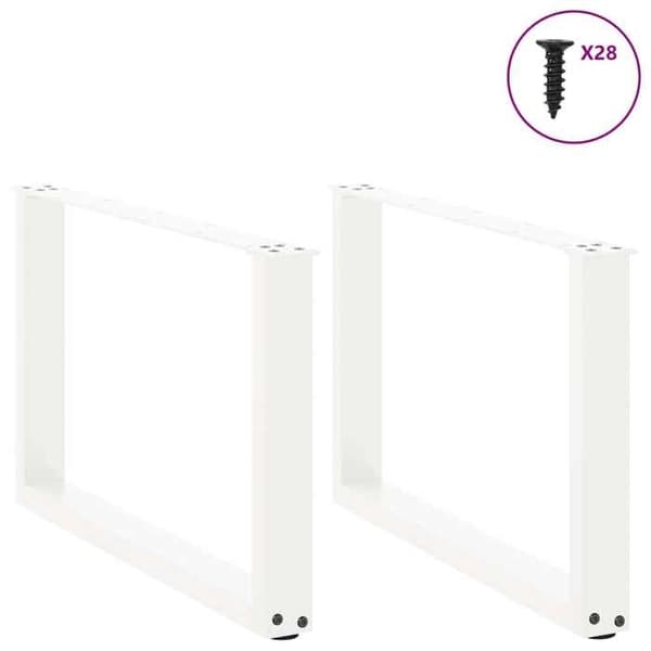 vidaXL U-formade soffbordben, 2 stycken, vit, 70 x (42-43) cm, stål 4013165