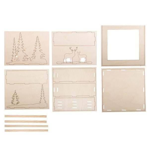 Dekorativ ram - Trä - Julskog - 20 x 20 cm - Skandinavisk-Naturstil - Blandat Beige