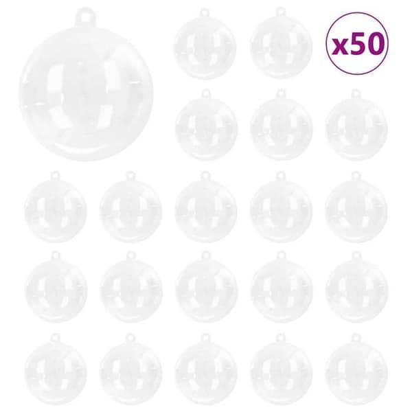vidaXL Julkulor Set 50 st Transparent Ø 5 cm Plast 42018885