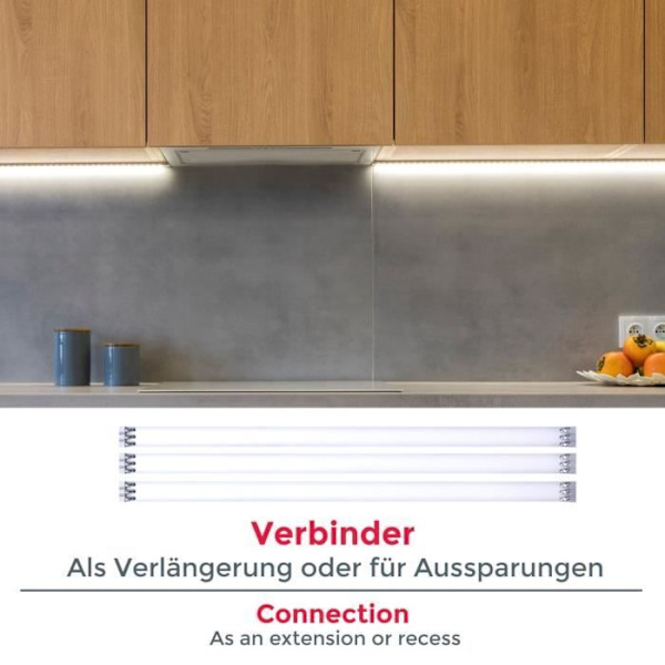 Set med 4 LED-strips på 50 cm (totalt 2 m) vit dekorativ belysning kök TV-skärmkontakter ingår
