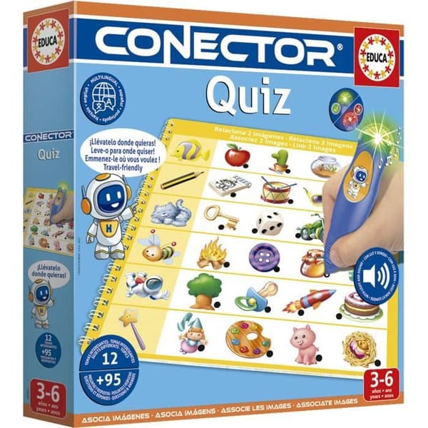 Conector Quiz - Utbildningsspel - EDUCA - 90 frågor, 12 teman, bokformat - Från 3 år