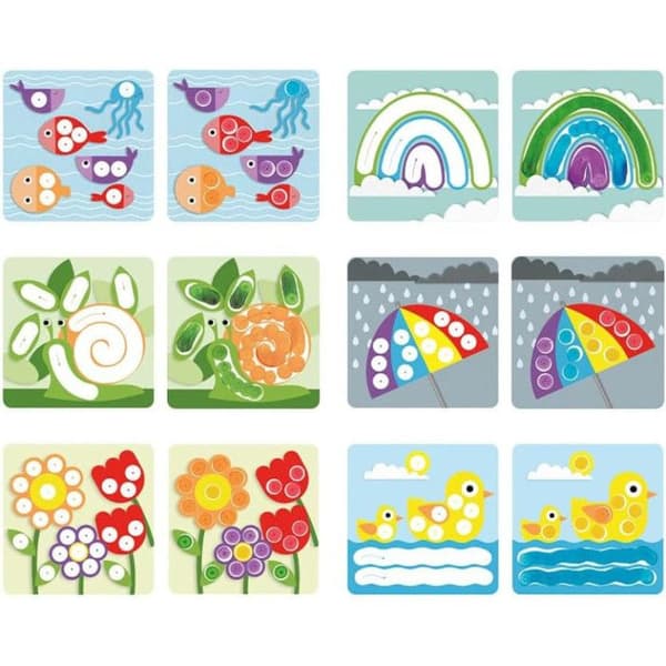 Målarset - 6 stämplar + 6 teckningar - Barn - Från 3 år - Utvecklingsspel - Apli