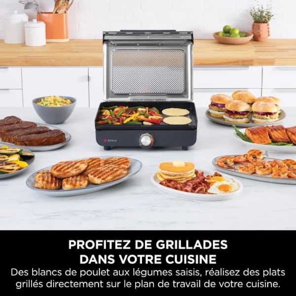 Grill och plancha NINJA - Sizzle GR101EU - Yta 34x8x13,5cm - Upp till 260°C Svart