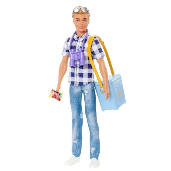Barbie Ken Campingdocka - 3 år och uppåt - Rutig skjorta, jeans, ett par tennisskor - 6 tillbehör ingår Flerfärgad