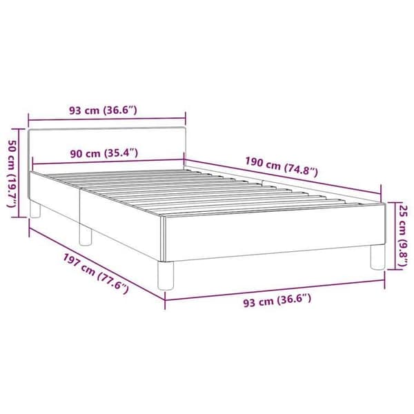 vidaXL Sängram utan madrass ljusgrå 90x190 cm tyg 347375 Ljusgrått