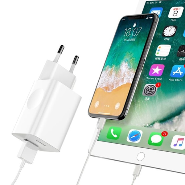 Nätladdare Baseus Laddning Snabbladdare USB 3.0 - vit