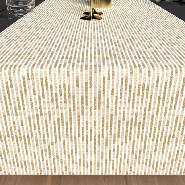Festduk tryckt 40X180 cm GULD vit, av Soleil d'Ocre Vit