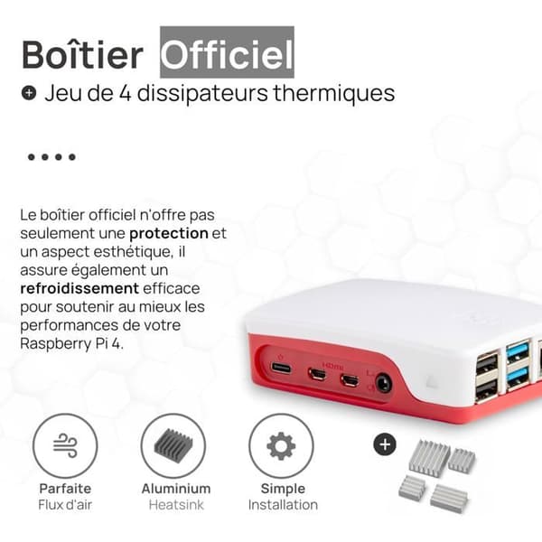 Raspberry Pi 4 2 GB startkit | 15W strömförsörjning | Officiellt chassi | 64 GB kort
