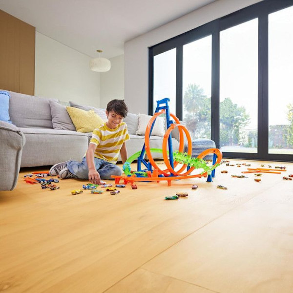 Bilarbana - Hot Wheels - Loopingset - 5 kollisionzoner - 1 bil ingår - Från 4 år Flerfärgad