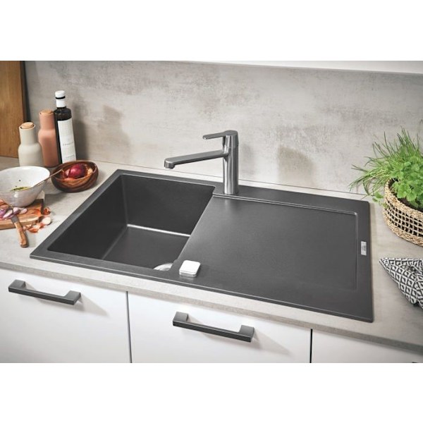 GROHE Get Supersteel diskblandare - Medium pip - 35 mm keramisk patron - Snabb installation - Borstat rostfritt stål Rostfritt stål