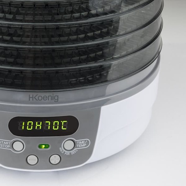 H.Koenig DSY700 Food Dehydrator, 5 brickor, LCD-skärm, 24H timer, 250W